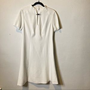 Elie Tahari White Mockneck Midi Swing Dress 10